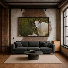 Quadro André Omizolo | Boi Descansando na Vegetação Retangular Paisagem