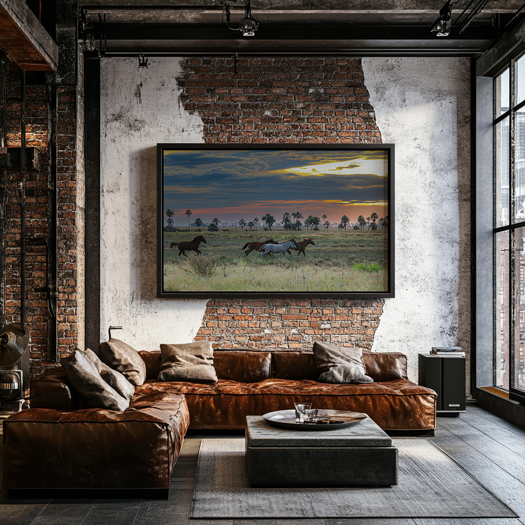 Quadro André Omizolo | Cavalos Selvagens de Roraima Retangular Paisagem