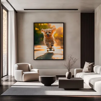 Quadro Cachorrinho de Skate Retangular Retrato
