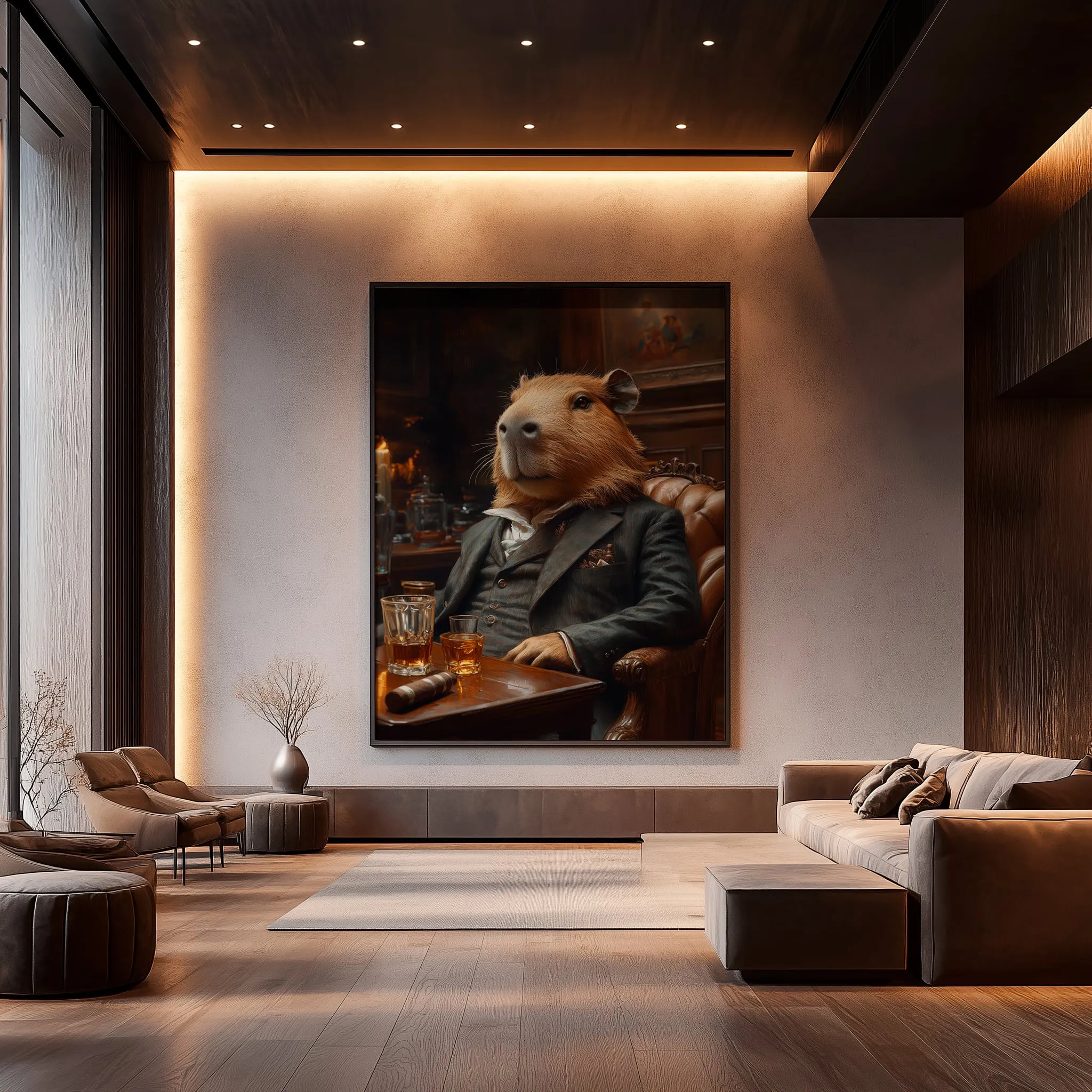 Quadro Capivara Aristocrata Retangular Retrato