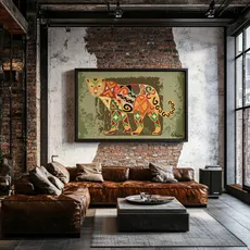 Quadro Cid Vallim | Onça Kadiwéu Retangular Paisagem