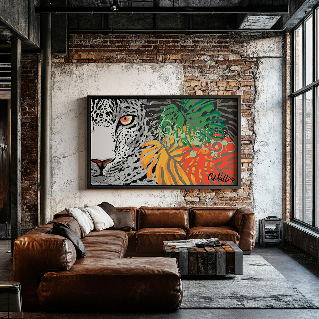 Quadro Cid Vallim | Onça Pintada Terroir Retangular Paisagem