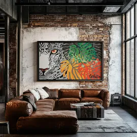 Quadro Cid Vallim | Onça Pintada Terroir Retangular Paisagem