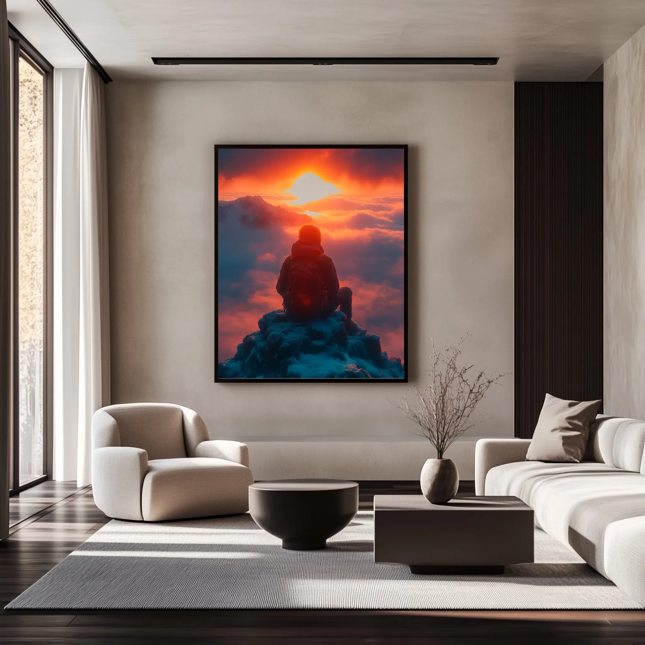 Quadro Farol à Noite com Luz Acesa Retangular Paisagem
