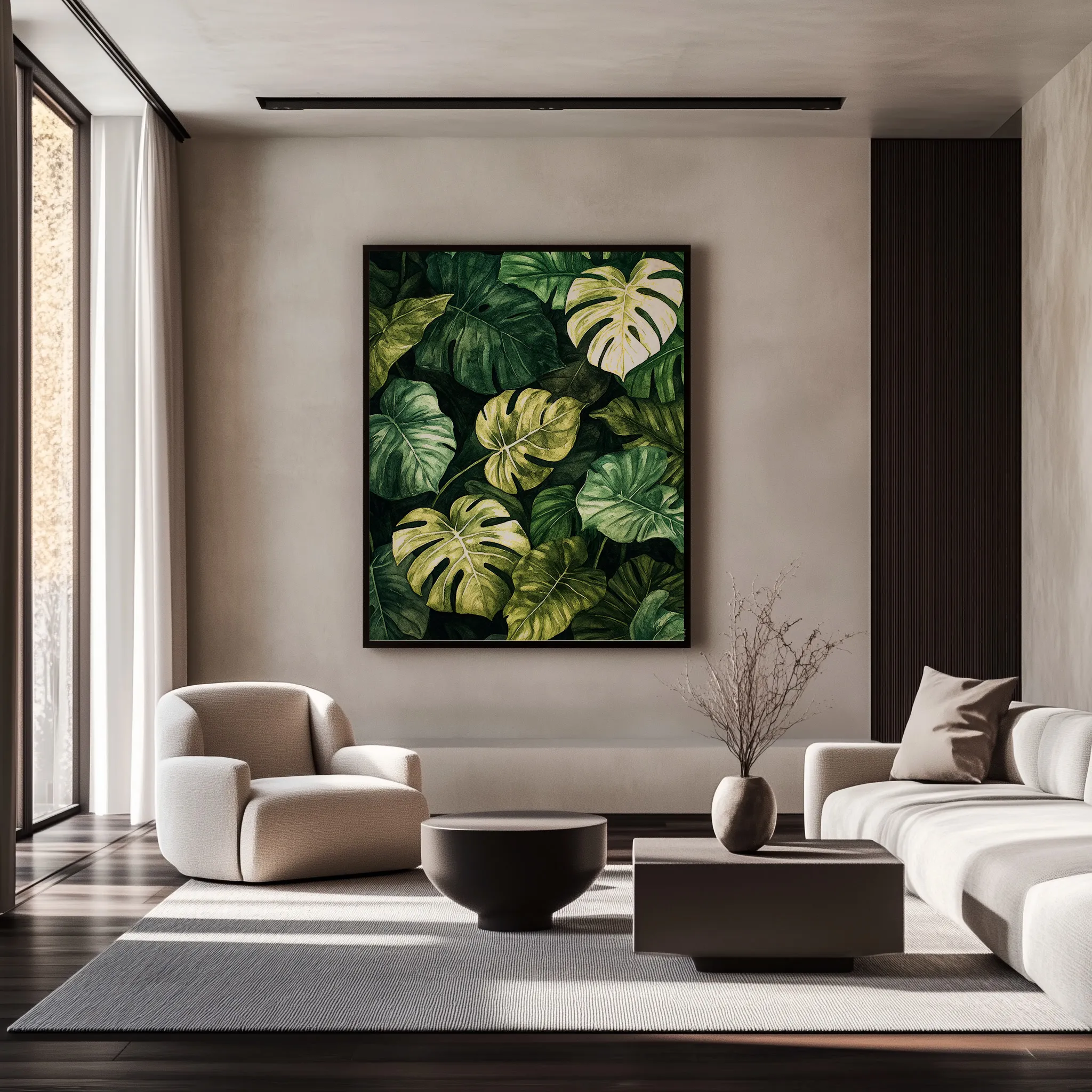 Quadro Folhagem Tropical Exuberante Retangular Retrato