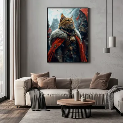 Quadro Gato Guerrreiro Retangular Retrato