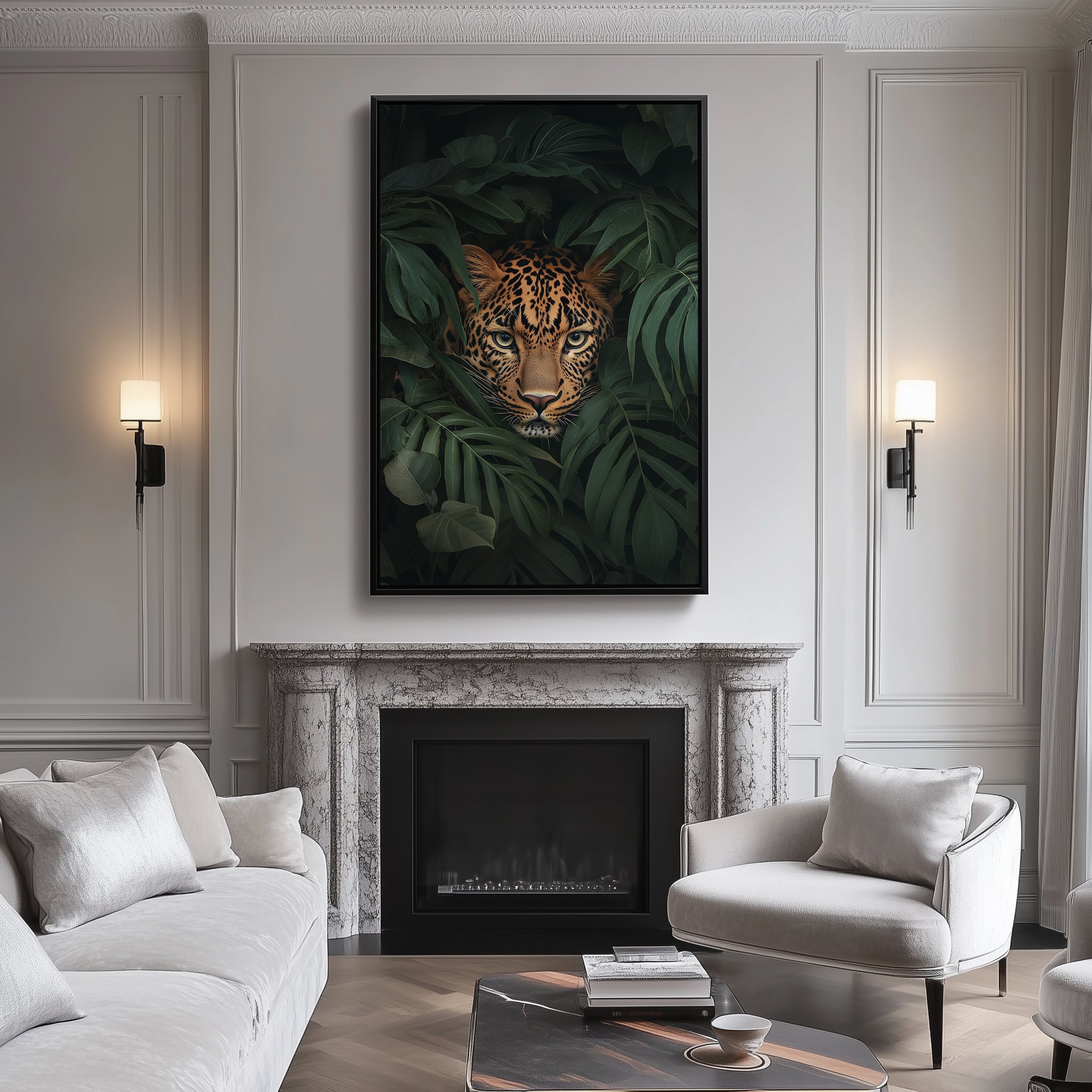Quadro Leopardo na Selva Retangular Retrato