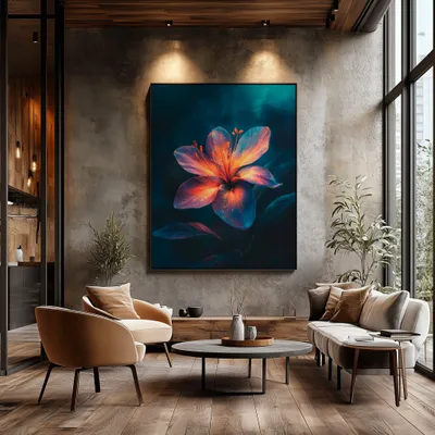 Quadro Lírio Celeste Flamejante Retangular Retrato