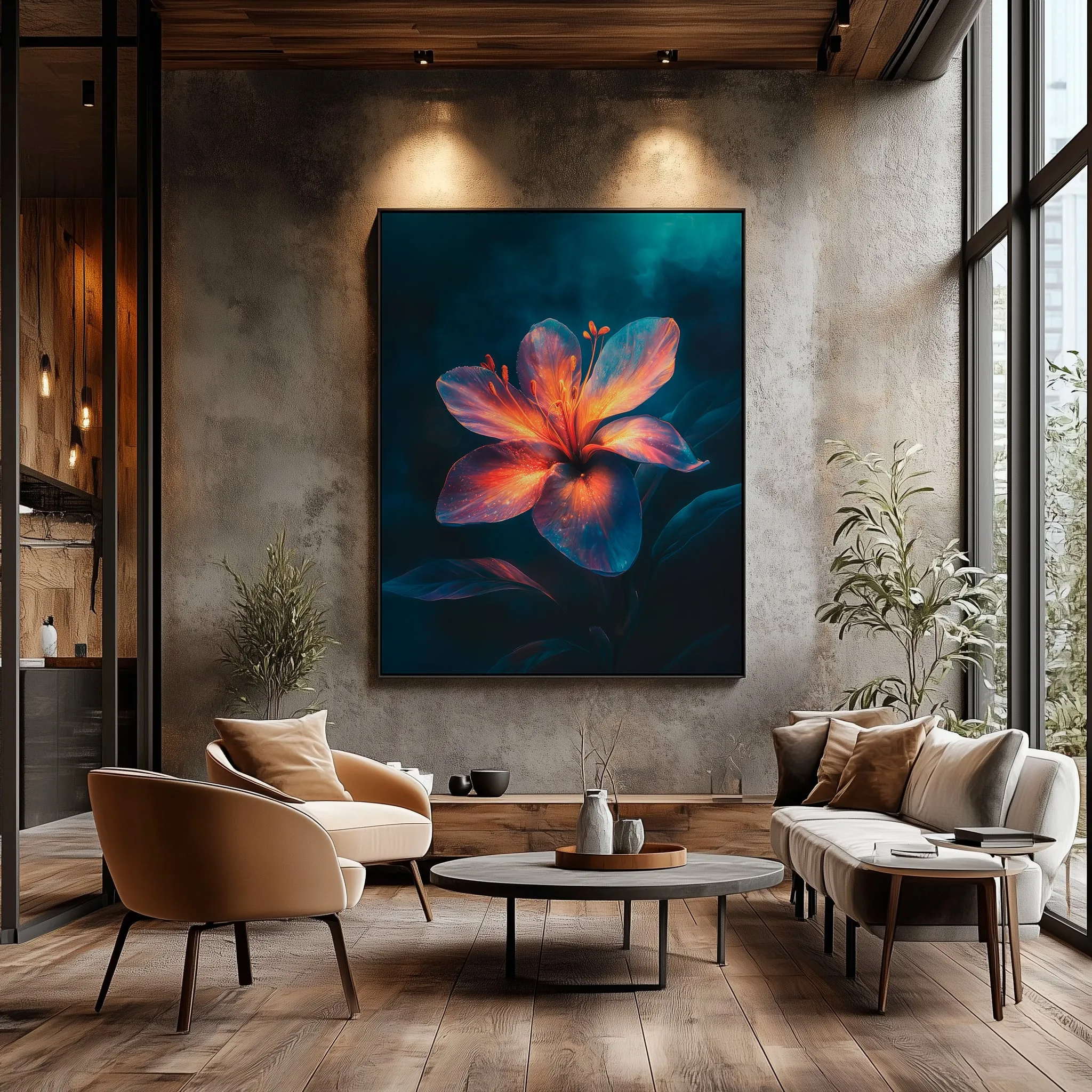 Quadro Lírio Celeste Flamejante Retangular Retrato