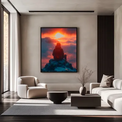 Quadro Montanhista Amanhecer Ardente Retangular Retrato