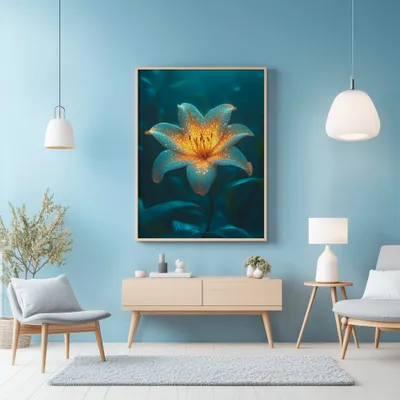 Quadro Papoila Subaquática Iluminada Retangular Retrato