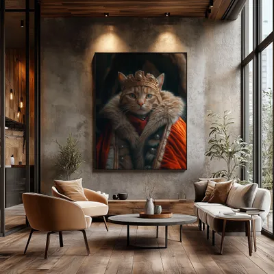 Quadro Rei Gato Retangular Retrato
