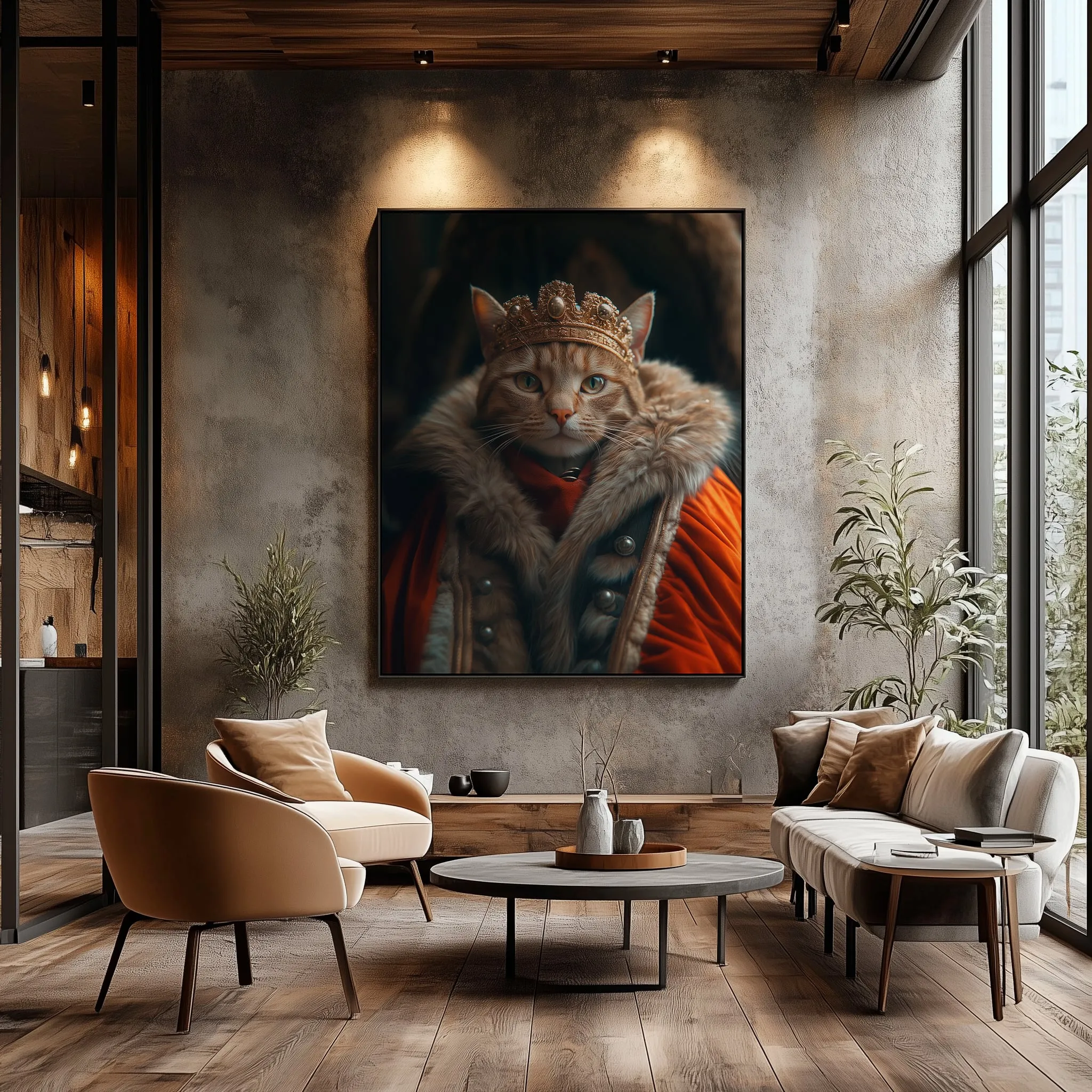 Quadro Rei Gato Retangular Retrato