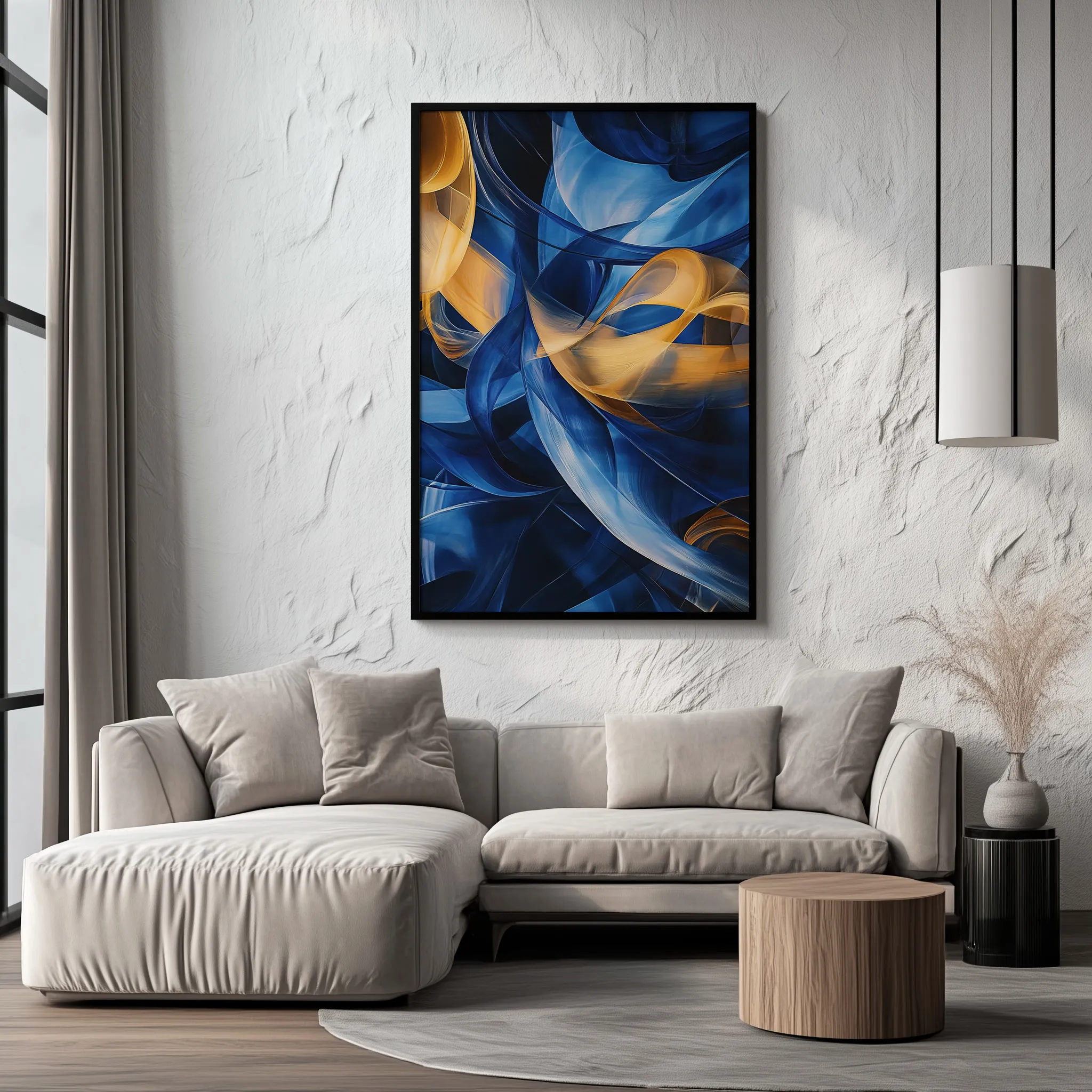 Quadro Véu de Ouro e Cobalto Retangular Retrato
