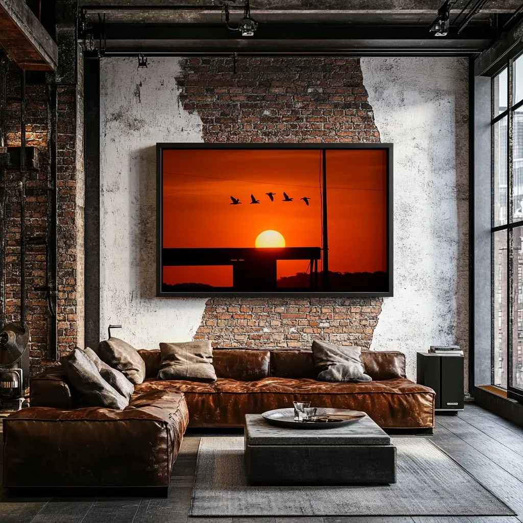 Quadro Voo ao Pôr do Sol Retangular Paisagem